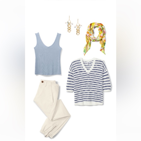 Cabi Peace Pullover, Size Medium, navy/White Stripe - Picture 10 of 13